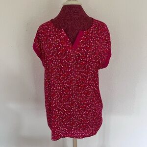 Papermoon Fuschia Pink Top With V-neck Cap Sleeves Sz XL